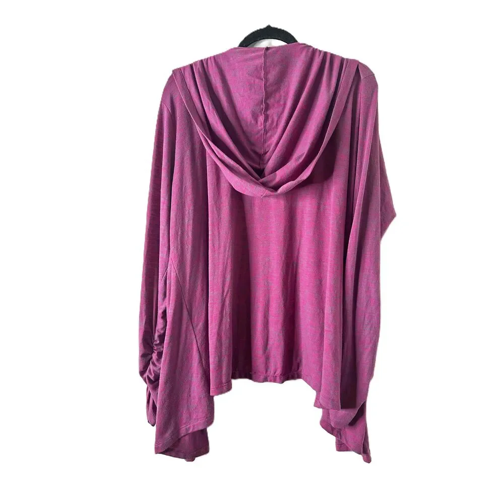 Balance Collection Womens Size xXL Purple Open Front Long Sleeves Ruched Sides - Picture 2 of 6